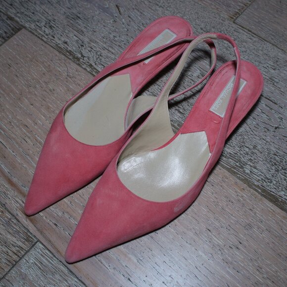Michael Kors Pointy Toe Salmon Pink Suede Leather Heels Size 10 - Picture 1 of 5